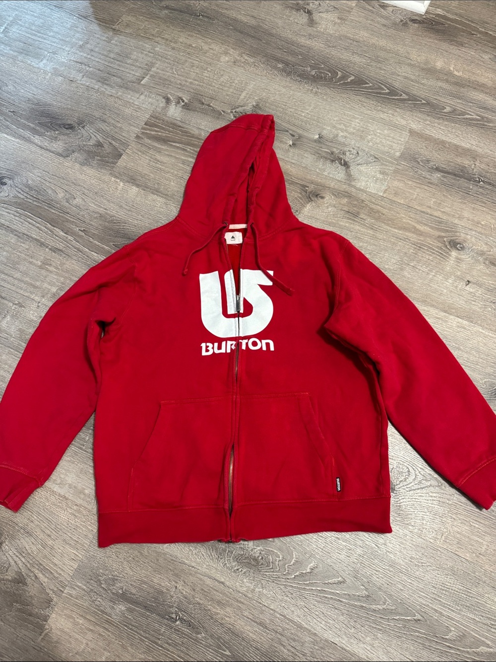 Burton Red Full-Zip Hoodie Sweater with White Logo